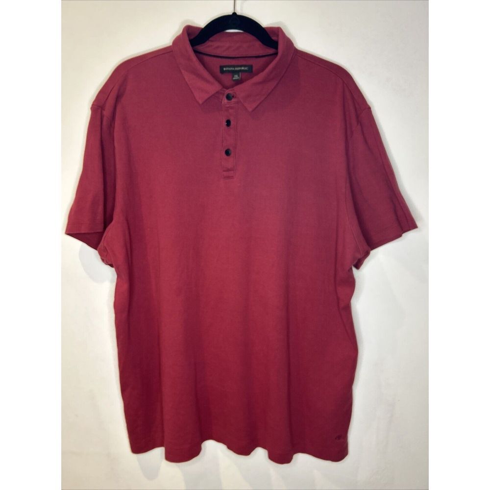 Banana Republic Shirt Men's XXL Red Burgundy Polo Golf Short Sleeve Pullover
